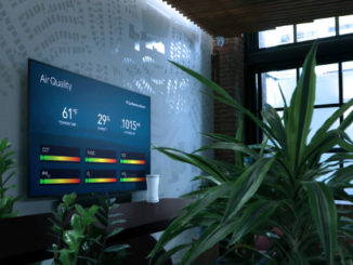 La solución de señalización AirQuality permite conocer en todo momento la calidad del aire en un edificio. Foto: Telecine