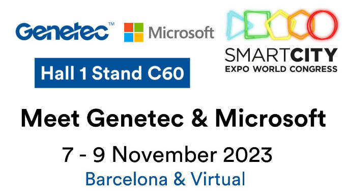 Genetec estará presente en el stand de Microsoft (pabellón 1, stand C60) durante el Smart City Expo World Congress 2023 del 7 al 9 de noviembre en Fira Barcelona. Foto: Genetec