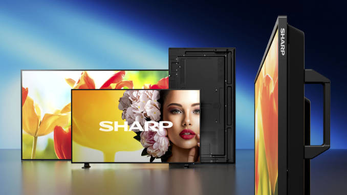 Sharp/NEC presenta en ISE una nueva línea de pantallas de gran formato totalmente bajo la marca Sharp. Foto: Sharp/NEC