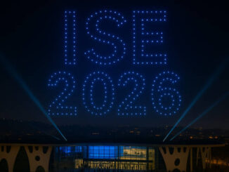 Este año, ISE llevará por primera vez su actividad al cielo con un espectáculo protagonizado por 600 drones. Foto: ISE con IA